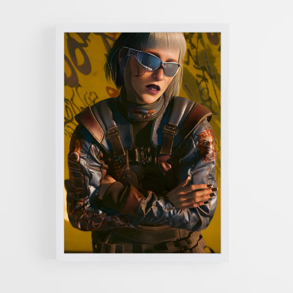 Poster Cyberpunk Femme Armée (vue 3)